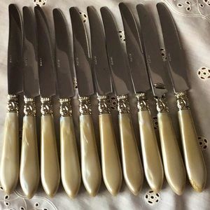 Set of 10 Pieces of Murval Knives Siverware Flatware Acrylic Handles 9” Long